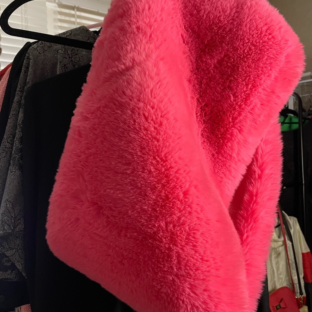 Anthropologie Maeve Pink Faux Fur Stole